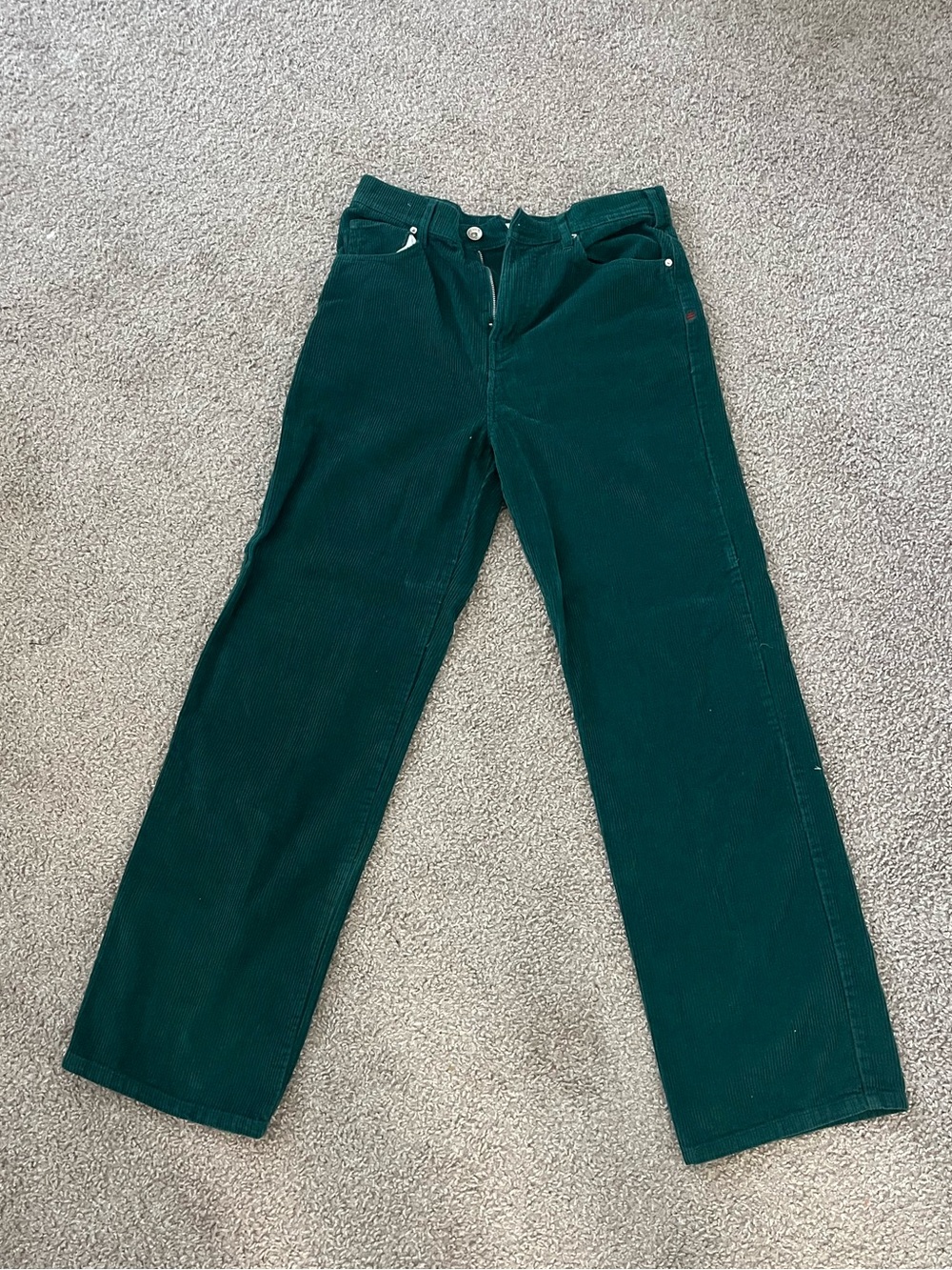 Urban Outfitters Men's Forest Green Corduroy Straight Pants